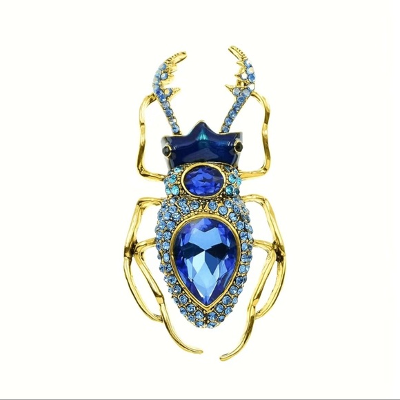 Jewelry - Large Vintage Royal Blue Sapphire Scarab Insect Brooch